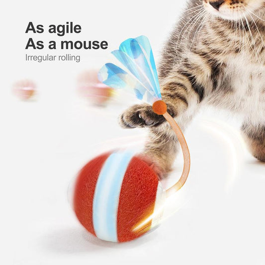 Interactive Agile Cat Ball with Elastic Tail - Motion Activated Automatic Toy for Indoor Cats