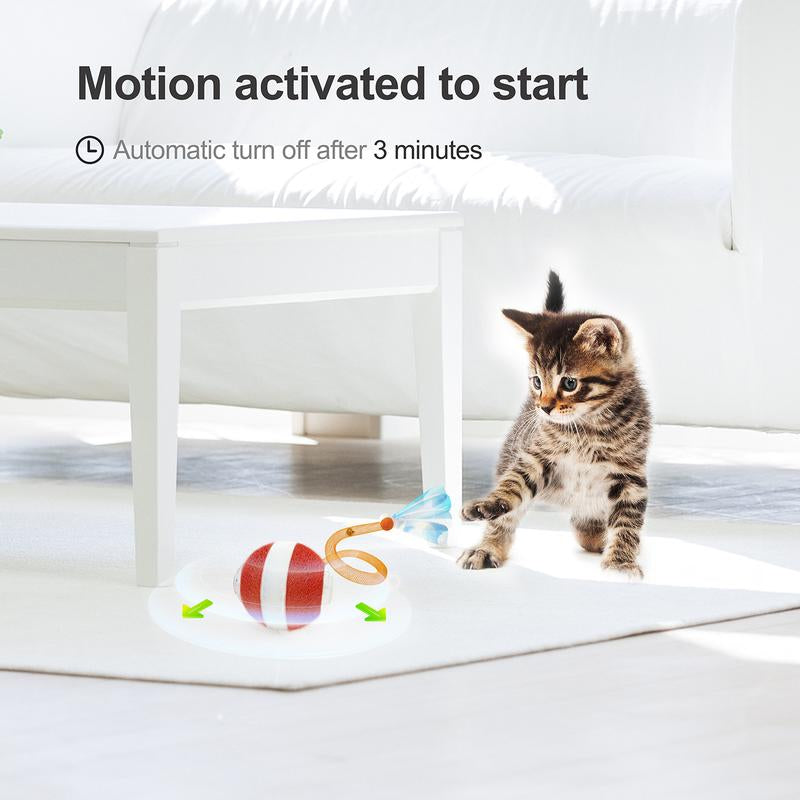 Interactive Agile Cat Ball with Elastic Tail - Motion Activated Automatic Toy for Indoor Cats